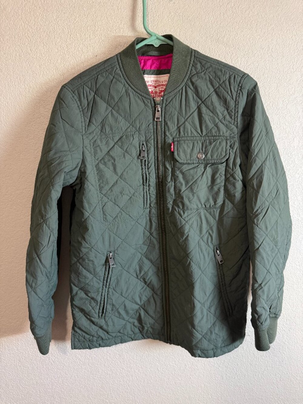 Levi Strauss & Co. Women's Olive Green Quilted Bomber Jacket Size XS/Relaxed Fit